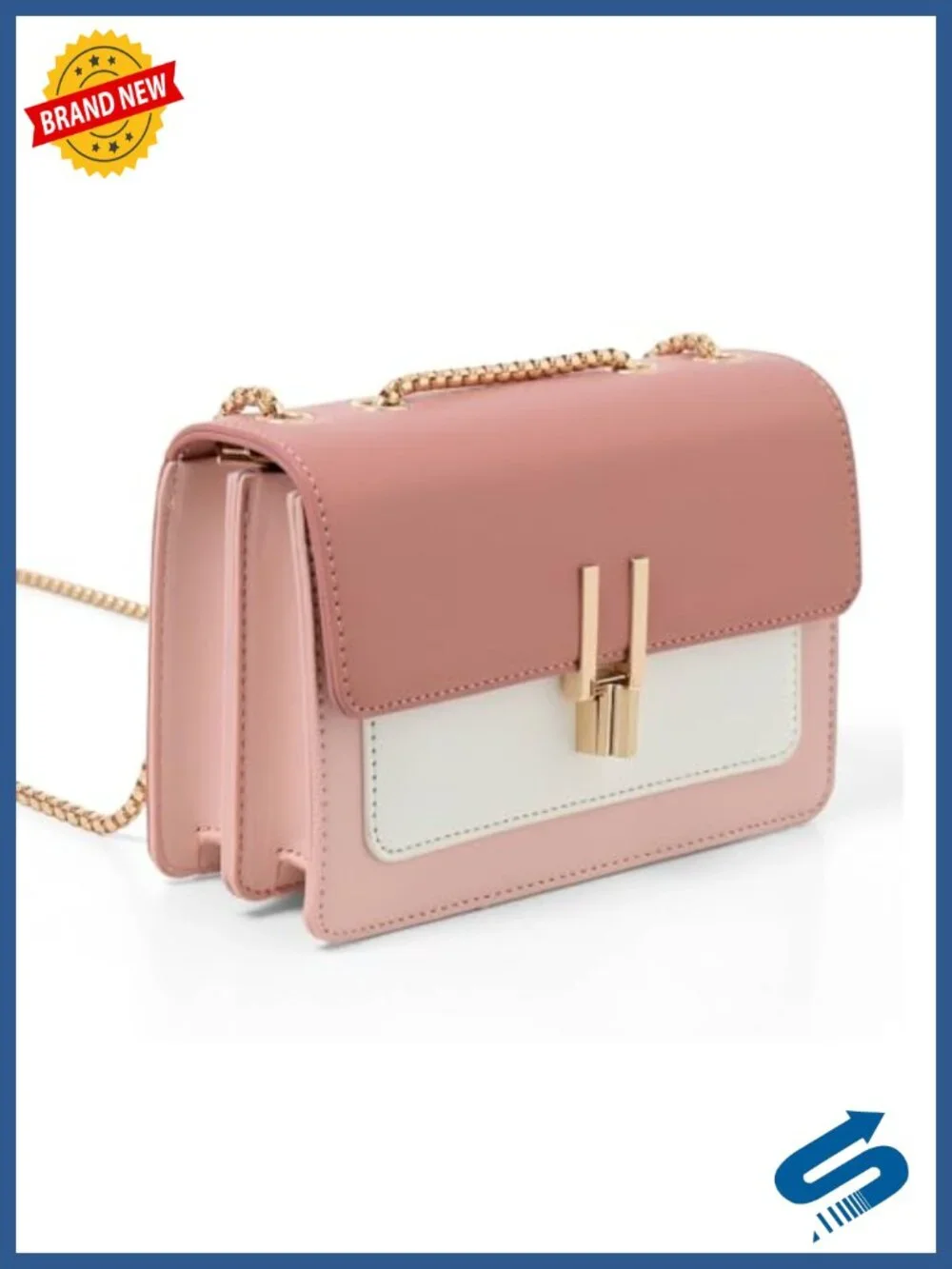 Color-Block Faux Leather Crossbody Bag Satchel Shoulder Purse
